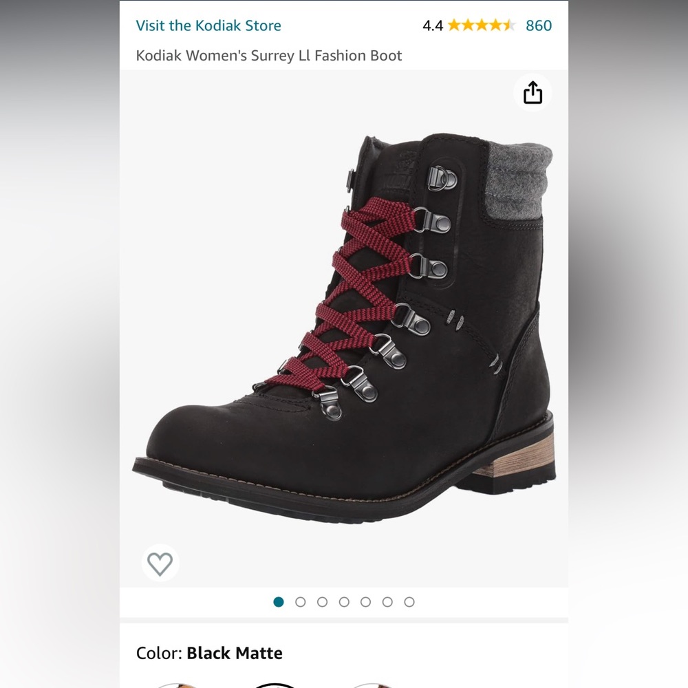 Kodiak Women Boot Size 8M Black Matte